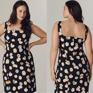 NWT $168 Anthropologie x Maeve Fitted Square-Neck Mini Dress: Danielle Kroll XL